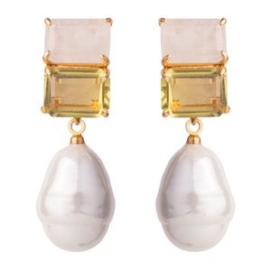 Moonstone & White Shell Pearl Earrings